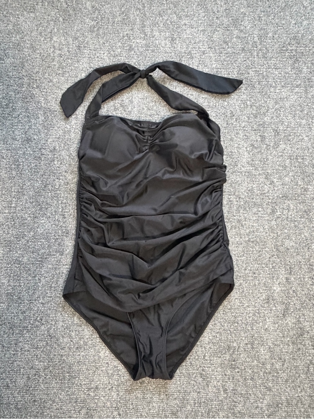 Wantdo Women's One Piece Swimsuit Size L 12-14 Black Ruched Halter Padded